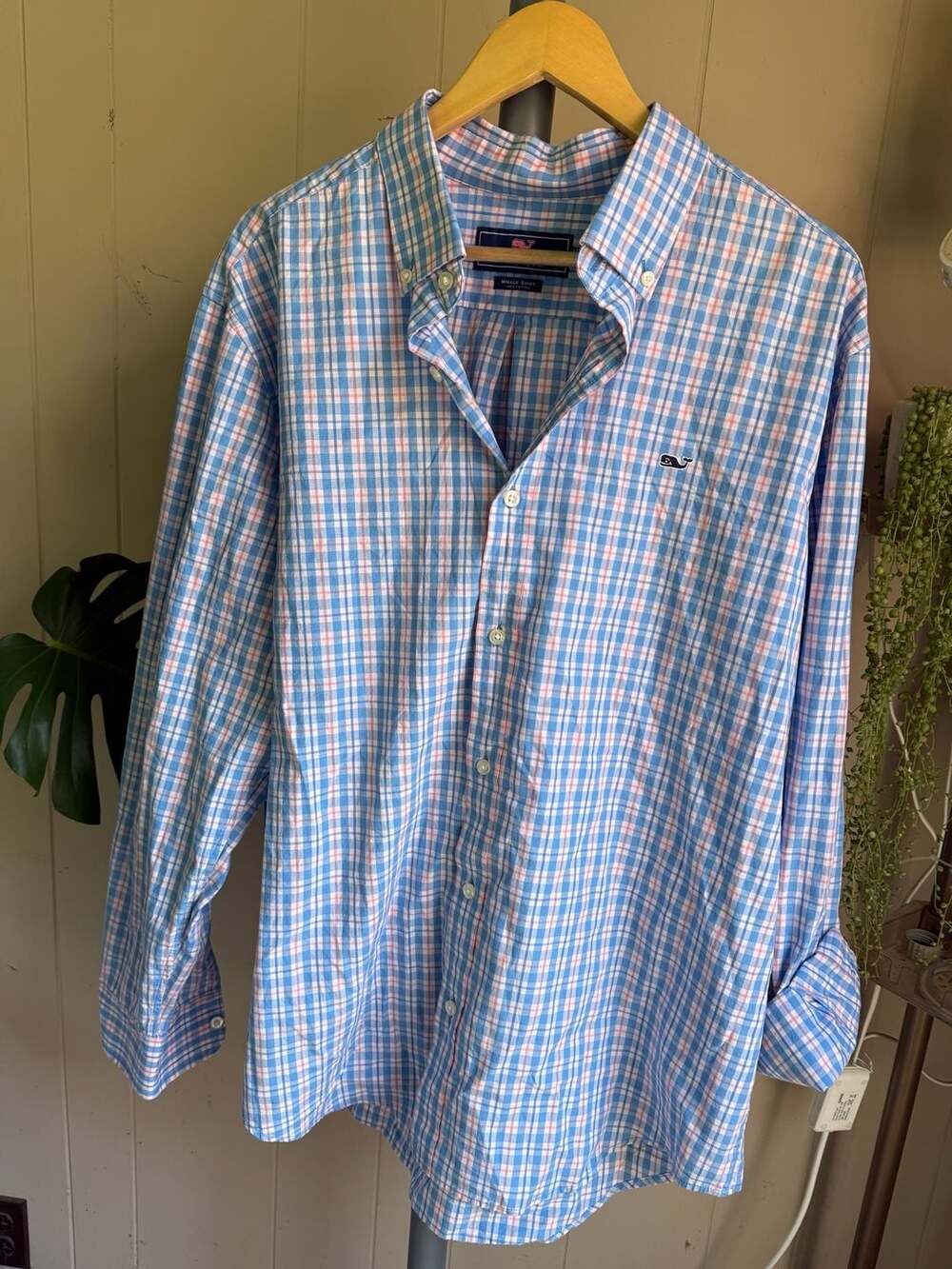 Vineyard Vines Men's Plaid Long Sleeve Whale Button Down Shirt Size XL